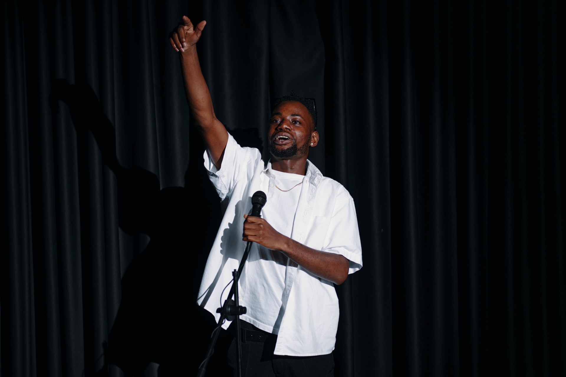 Performing Stand-Up Comedy on Stage During Event